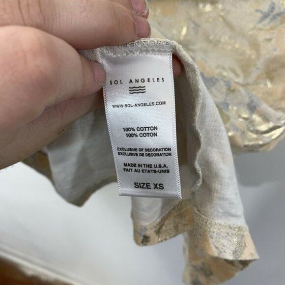 Anthropologie x Sol Angeles Gold‎ Metallic Camo Tee Shirt Spring XS - Picture 5 of 6